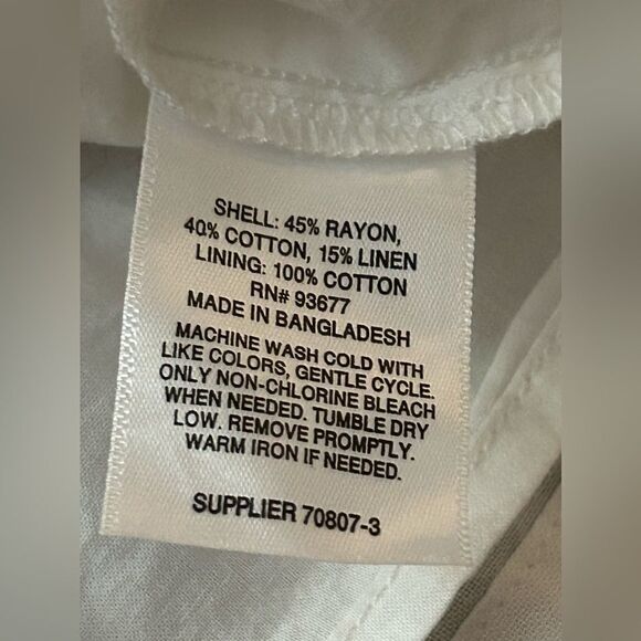 A.n.a Linen white button up dress Women’s Large Lined flutter sleeve New - Picture 14 of 15